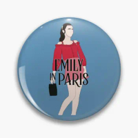 Emily In Paris Emily Cooper Soft Button Pin Clothes Cartoon Funny Women Collar Decor Badge Lapel Pin Jewelry Lover Hat Brooch