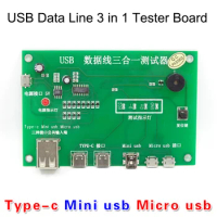 3 in 1 USB Cable Triad Tester Charging Cable Test Card Tpye-C Mini USB MiniUSB PCB Board Data Wire Test Fixture