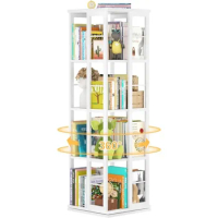 Rotating Bookshelf, Corner Bookshelf, 360 Display Wood Spinning Bookshelf, Floor Standing Bookcase