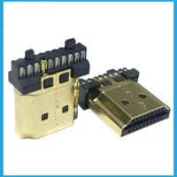 Digital 19P HD interface male head gold-plated HDMI welding head network set-top box cable plug 1 pair