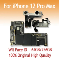 Original Motherboard for iPhone 12 Pro Max, Face ID Logic Board Mainboard, IOS Free iCloud, 128GB, 256GB