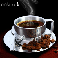 濃縮咖啡杯帶勺帶碟 歐式304不銹鋼咖啡杯碟套裝小精致咖啡攪拌杯