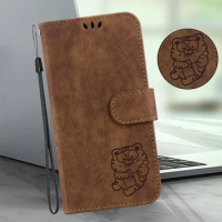 Leather Flip Case Embossed Tiger for Motorola Moto G9 Power E7 G9 Plus G8 E6 Wallet Card Magnetic Phone Cover Coque Funda