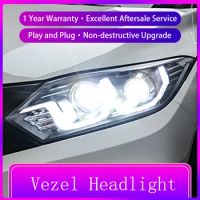 A Pair of Car Styling For Honda Vezel 2015-2018 Front Light DRL Head Lamp LED Projector Lens Headlights Automatic Accessories