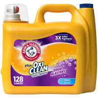 Plus OxiClean Odor Blasters Liquid Laundry Detergent, Fresh Burst 166.5 fl oz 128 Loads Odor Blaster