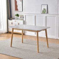 Wood Legs Dining Table Decor White Protective Square Marble Top Dining Table Neat Space Savers Mesa Comedor Interior Decorations