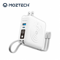 【MOZTECH】萬能充Pro 多功能五合一行動電源 10000mAh_37Wh(具Wh標示)-冰河白