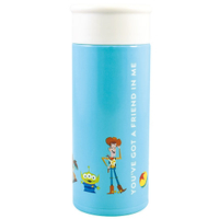 小禮堂 迪士尼 玩具總動員 迷你旋轉蓋不鏽鋼保溫瓶 兒童水壺 隨身瓶 200ml (藍 排站) 4981181-603814