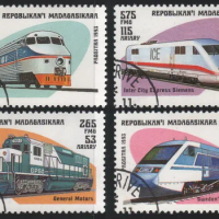 4Pcs/Set Madagascar Post Stamps 1993 Train Marked Postage Stamps for Collecting
