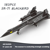 183pcs US Air Force SR-71 New Blackbird Reconnaissance Airplane Model Alloy Fighter Assembling Building Block Toy Children Block