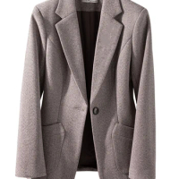 Yitimuceng Prink Coffee Formal Blazer for Women Autumn Winter 2023 Korean Fashion Long Sleeve Jacket Office Ladies Casual Coats