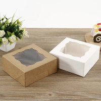20Pcs/Lot Pastry Bakery Box with Window for Cookies Cupcakes Donuts With Muffin Cake Box Container Kraft Paper Food Boxes