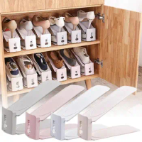 Shoe Slots Organizer | Adjustable Shoe Storage Organizer Space Saver | Dustproof Double Layer Shoe Rack Organizer Holder Home Su