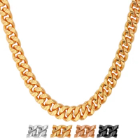 ChainsPro Chain For Men Hiphop Necklace Wholesale Rose Gold/Black Gun/Gold/Silver Color Cuban Link Men Jewelry Kpop N636