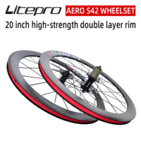 Litepro S42 AERO Folding Bike 20 Inch 406/451 V Disc Brake 11 Speed Wheelset 4 Sealed Bearing Alloy Wheels BMX Bicycle Rims