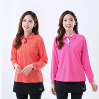 【遊遍天下】二件組 女款抗UV防曬涼感吸濕排汗機能長袖POLO衫GL1036(M-5L 大尺碼)