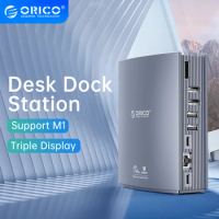 ORICO USB C Docking Station Triple display Type C to 4K HDMI-compatible DP USB 3.0 HUB RJ45 PD 3.5mm Splitter for Windows MacOS
