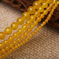 2-14mm天然黃瑪瑙圓珠半成品散珠手串珠手鏈項鏈 diy飾品配件直銷