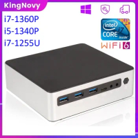 Kingnovy Windows 11 Pro Pocket Mini PC i5 1340P 2xDDR5 NVMe SSD Mini Gaming PC i7 1360P Portable desktop NUC 3x4K HTPC WiFi6