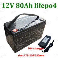 12.8V 80AH Lifepo4 batterie waterproof Rechargeable With BMS forcampers Inverter EV UPS Solar Storage motorhomes + 10A charger