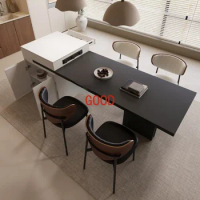 Kitchen Island Dining Table Integrated Retractable Stone Plate Household Suspension Multi-Functional