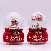 Christmas Snow Globe Desktop Decor Snow Miniature Mini Decorative Christmas Music Crystal Globe Ornament Gift For Children Girl