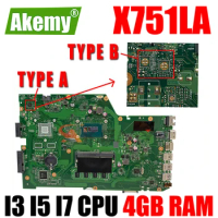 X751LA Laptop Motherboard I3 I5 I7 4th or 5th Gen CPU 4G RAM for ASUS X751LN X751LAB X751LD X751LJ X751L X751 Notebook Mainboard
