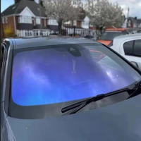 1Mx3M VLT 75% Blue Chameleon Windshield Foil Car Window Tint Solar Protection Film Clear Blue Color Change Roll UV Block IRR 95%