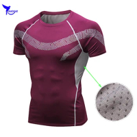 Printed Short Sleeve Compression Gym T-shirt Men's Dry Fit Running Shirts Fitness Training Rashgard Crossfit Sportswear Tshirt