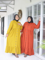 [LD 100,110,120]Longdress Gamis Sasa Bahan Rayon Twill Baju Lebaran Gamis Kancing Busui