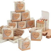 20/10Pcs Kraft Paper Candy Box Cookie For Wedding Birthday Party Decor DIY Gift Packaging Pouch Christmas Gift Packaging Boxes