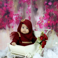 AlmahyraProject-Gamis Anak bayi Gamis Tile set hijab bayi,baju muslim aqiqah Lembut Nyaman Motif Ker