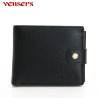 【Vensers】小牛皮潮流個性皮夾(TA500101黑色短夾)