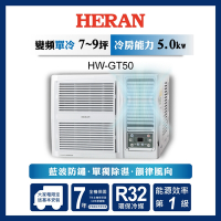 HERAN 禾聯 7-9坪 R32 變頻一級 冷專窗型空調 HW-GT50