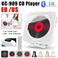 Portable CD Music Player LED Display Bluetooth-compatible 5.1 Stereo Speaker Music Player FM Radio Stereo CD Player with Bracket
