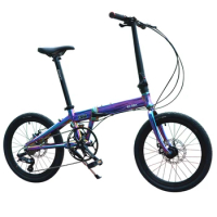 Aluminum Alloy Folding Bike 8 Speeds Portable 16 Inch Mechanical Disc Brakes Electroplate Colorful Frame Foldable Bicycle
