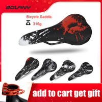 BOLANY Bicycle Saddle PU Leather Sponge Cushion MTB Bike Race Seat Gel Sea Surface Breathable Shockproof Cycling Accessories