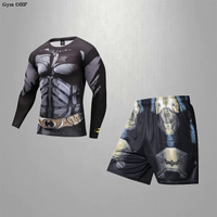 GtheMen 3Ding ชุดการบีบอัด Jersey กางเกง Venom Rashguard Kicking แน่นกีฬาเสื้อยืดกางเกง Muay Thai MMA ผู้ชาย Gym Suithule