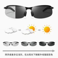 Photochromic Sunglasses Men Women Vintage Metal Polarized Sun Glasses For Male Night Vision Driving Sunglass