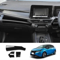 For Nissan NOTE E13 2020-2023 ABS Black Inner Center Strip Panel Decoration Cover Trim Sticker Accessories RHD
