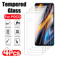 4Pcs Tempered Glass For Xiaomi Poco X5 X4 X3 NFC F5 F4 F3 GT Screen Protector For POCO M3 M4 M5 Pro C65 C50 C51 C55 Safety Glass