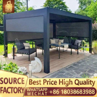 Octagonal Canopy Leisure Garden Yard Gazebo Brown Pavilion with Mosquitoes Net