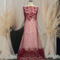 Kain Tulle Akar Mutiara Tebal Motif Pinggiran Double Ranting Glitter Grade A Premium ( 1 klik = 0.5 