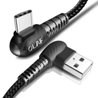 OLAF USB C Cable 2A Fast Charging 90 degree Type C USB Cable for Samsung S8 S9 Plus Note 8 9 for Huawei P9 P10 P20 Xiaomi 5 6