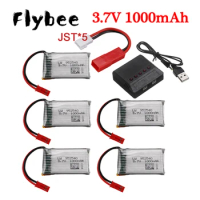 3.7V 1000mah Battery with Charger For HQ898B H11D H11C H11WH T64 T04 T05 F28 F29 T56 T57 RC Qaudcopter Drone Spare Parts 952540