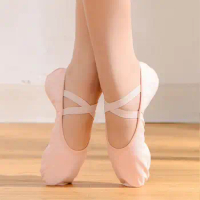 1 Pair Women Ballet Shoes Soft Elastic Wear Resistant Split Sole Elastic Dance Shoes Canvas Perform Dance Shoes Yoga Slippers