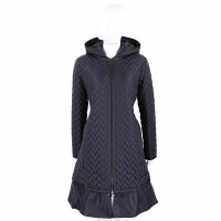 Emporio Armani Water Repellent 荷葉裙防潑水絎縫黑色科技棉保暖外套