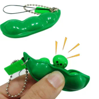 5pcs Fun Squishy Infinite Squeeze Edamame Bean Pea Expression keychain Ornament Stress Relieve Decompression Toys antistress