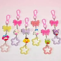 Gantungan Tas Mote Susun Mote Karakter Ganci Kunci Charm Souvenir Motor Cute Colorful Ribbon Flower 