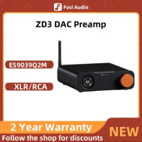 Fosi Audio ZD3 Bluetooth Desktop DAC Preamp ARC Input, ES9039Q2M Fully Balanced Digital for Home Ste